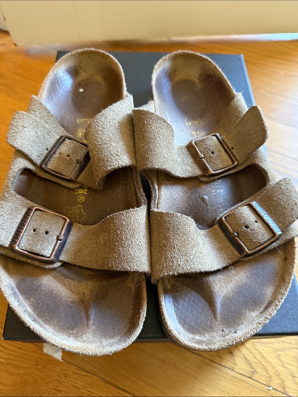 Birkenstock Brown Suede Two-Strap Sandals
